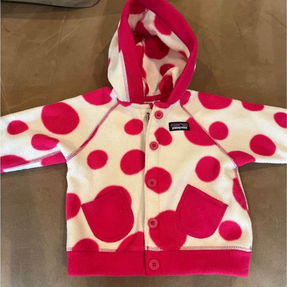 Patagonia fleece- 18 months - so cute. Warm and lots of life left!